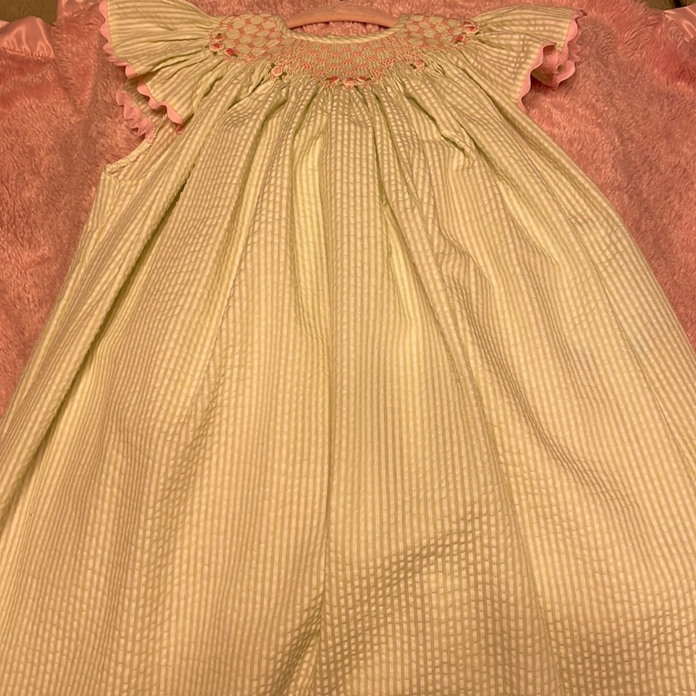 Remember Nguyen Smocked Green White and pink long dress